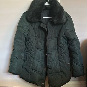 Womens dark green puffer coat